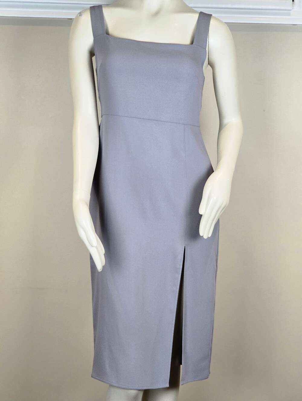 Aritzia Babaton ’90s Slit Satin Midi Dress - Grey Square Neck